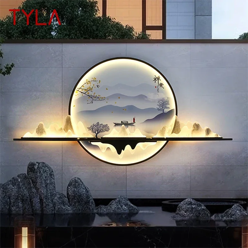 

TYLA Solar Outdoor Mural Lamp 1 Meter Diameter Circular Landscape Waterproof Mural Villa Courtyard Garden Decoration Painting