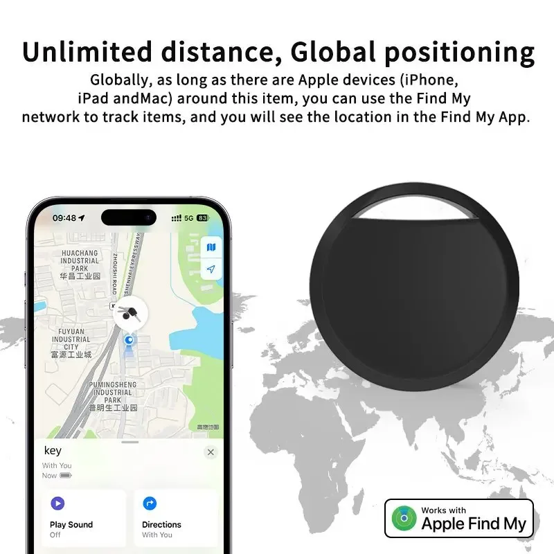 CD 5Colors For IOS Mini Smart Air Tag Tracker Work with Apple Find Hub Global Positioning Smart Tag for Key Bag Luggage Wallet