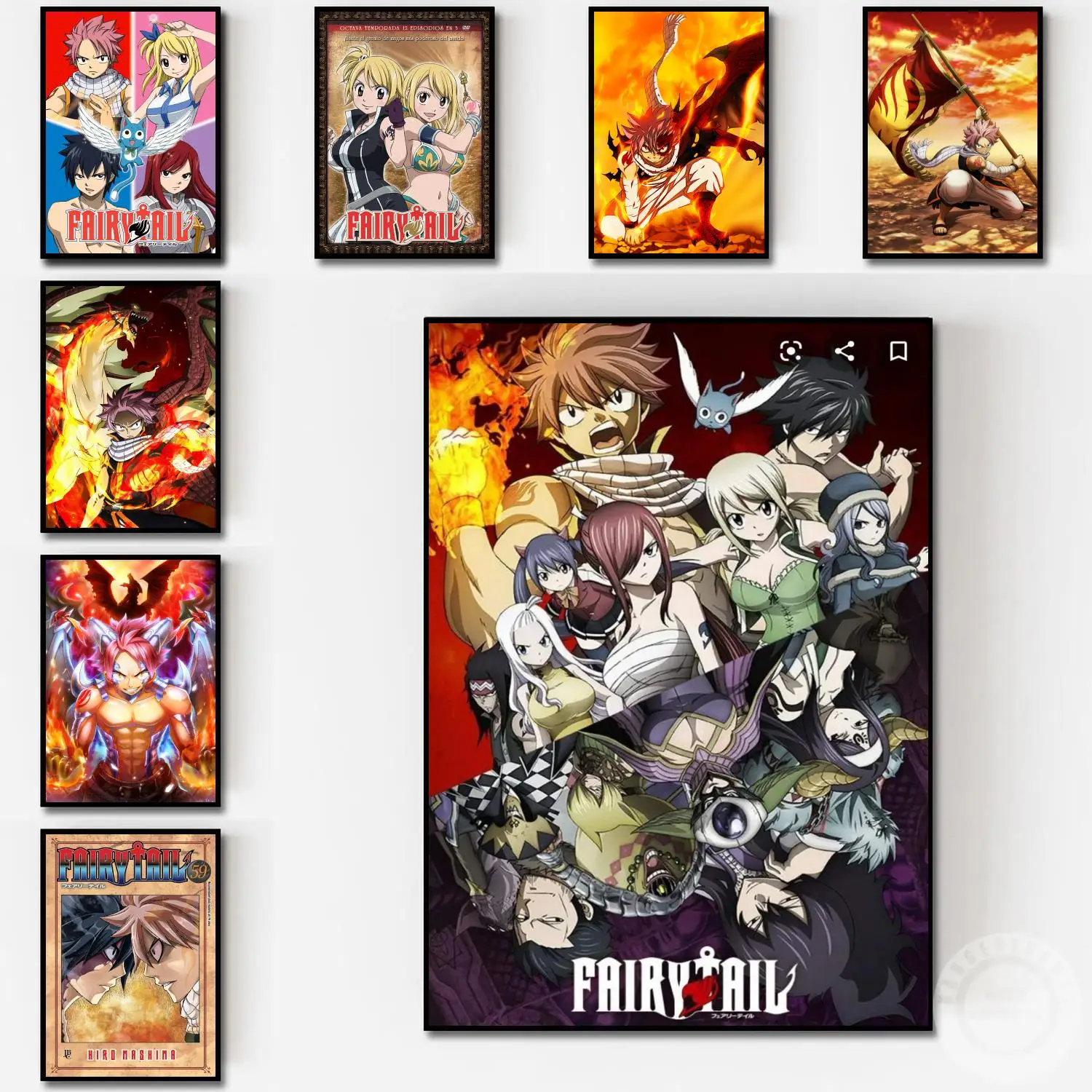 Póster artístico de pared en lienzo de Fairy Tail de Anime único para decoración de sala de estar y oficina, decoración del hogar inspirada en Japón