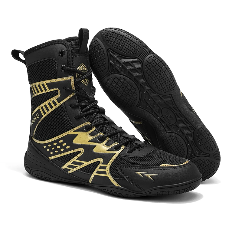 

2026 New Arrival Youth Wrestling Sneakers Men Professional Men Fighting Shoes High Top Wrestling Boots Man Indoor Boxing Shoe Fo