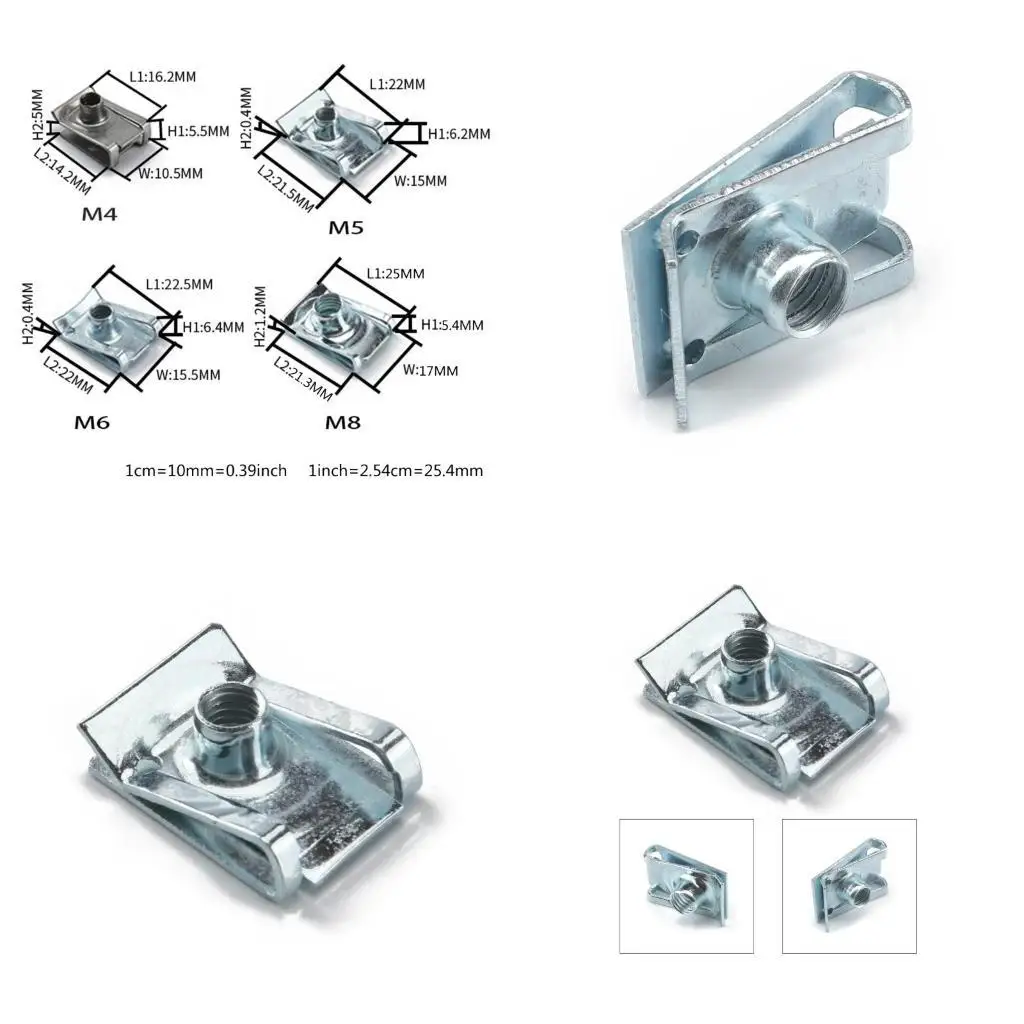 

02DE M4-M5-M6-M8 U Type Clips with Thread 8mm 5mm 6mm 4mm Reed-Nuts for Car Motorbike