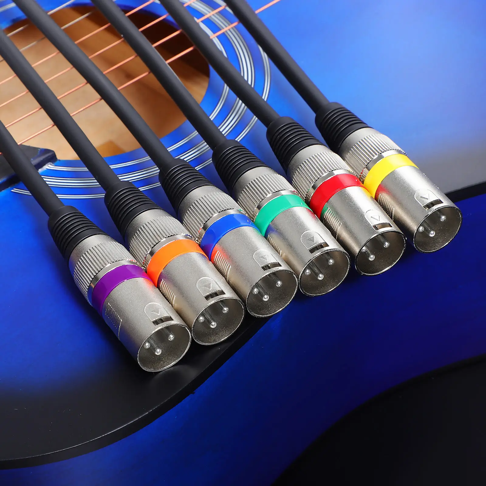 6Pcs XLR Male to Female Cables, 3-Pin Dual-Shielded Microphone Cables with Color Rings for Quick Professional Audio Setup