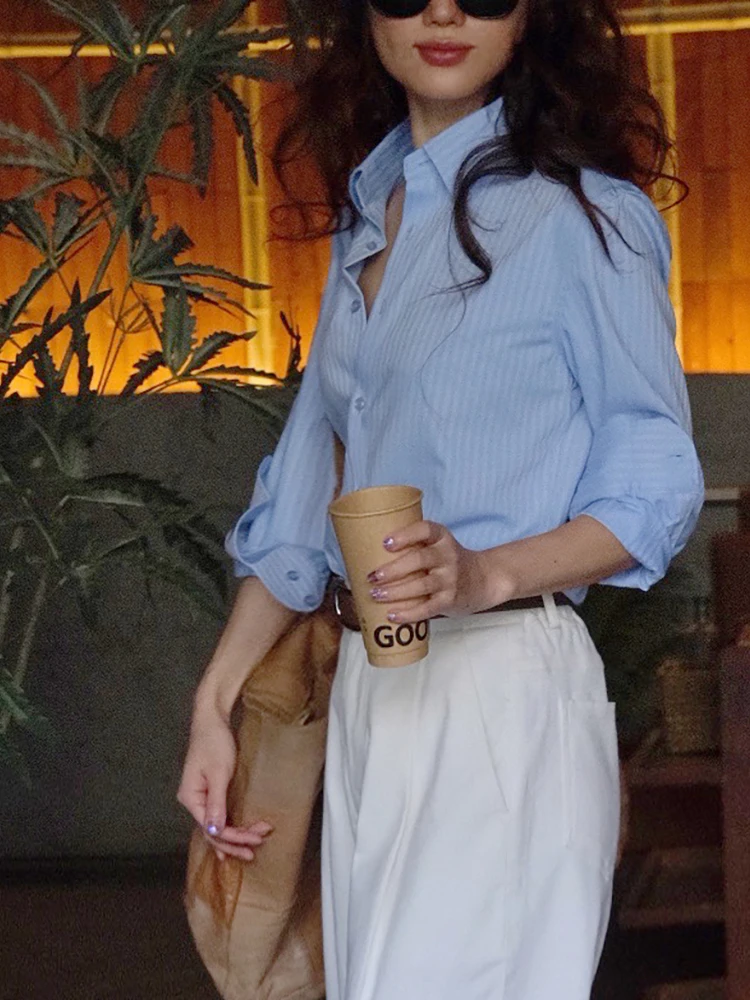 AYU2025 Женские хлопковые брюки и широкие брюки, комплект из двух предметов, повседневный комплект Four Seasons, длинный воротник све на пуговицах