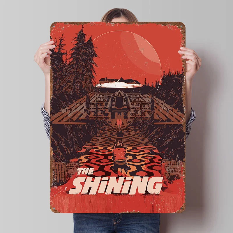 The Shining Filmkunst Blechschild Poster Personalisierte Wandkunst Retro Vintage Metallschilder für Zimmer Individuelles Schild Garagendekoration