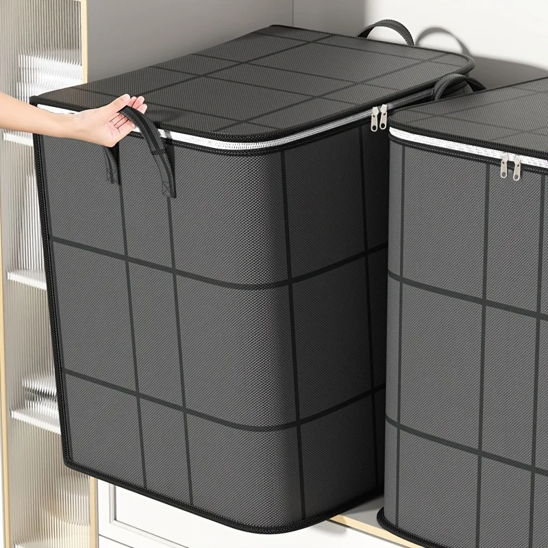 Foldable Clothes Storage Bag Large Capacity Organizer With Handle And Double Zipper For Bedding Moving Travel Under Bed Storage