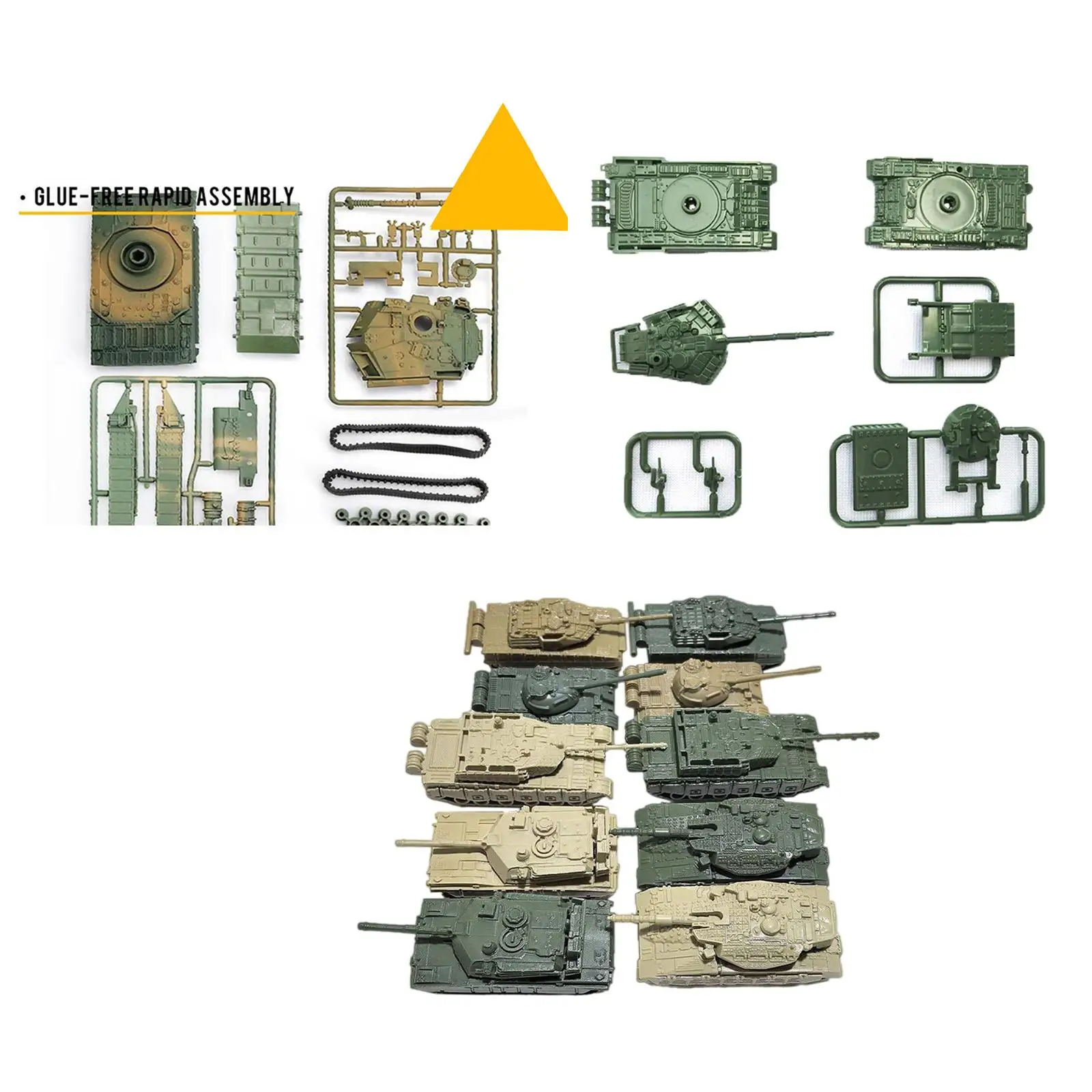 10Pcs Tank Model Building Kit 1:144 Scale Collections Tabletop Decoration Miniature Ornaments DIY Assembly for Boys Adults Kids
