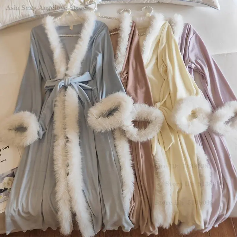 

Elegant Velvet Robe Kimono Bathrobe Gown Sexy Yukata Home Dress Women Sleepwear Autumn Winter New Velour Loungewear Negligee