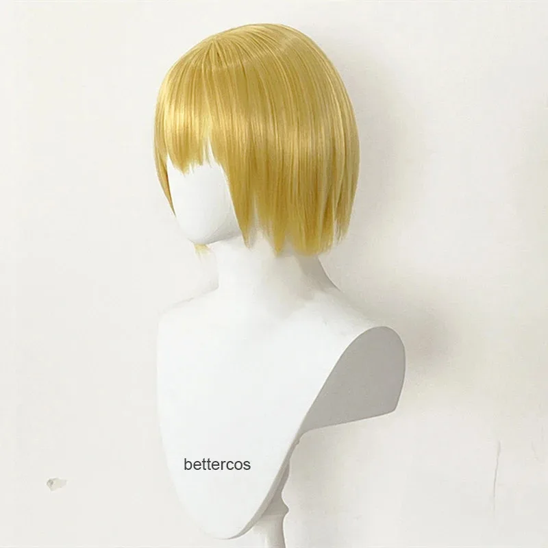 Anime HUNTER×HUNTER คอสเพลย์ Kurapika วิกผมสังเคราะห์ทนความร้อนผม Kurapika วิกผม + หมวกวิกผม + แหวนอุปกรณ์เสริม