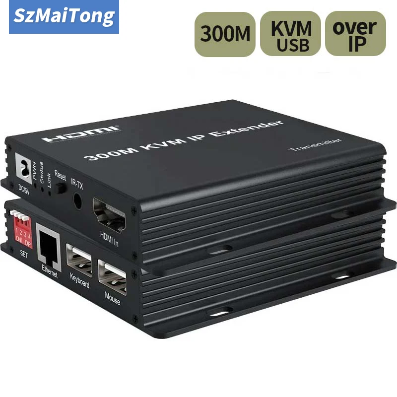 150M HDMI KVM Extender over IP Rj45 Cat5e/6 1080P HDMI USB Ethernet Extender  Support Network Switch for USB Mouse Keyboard