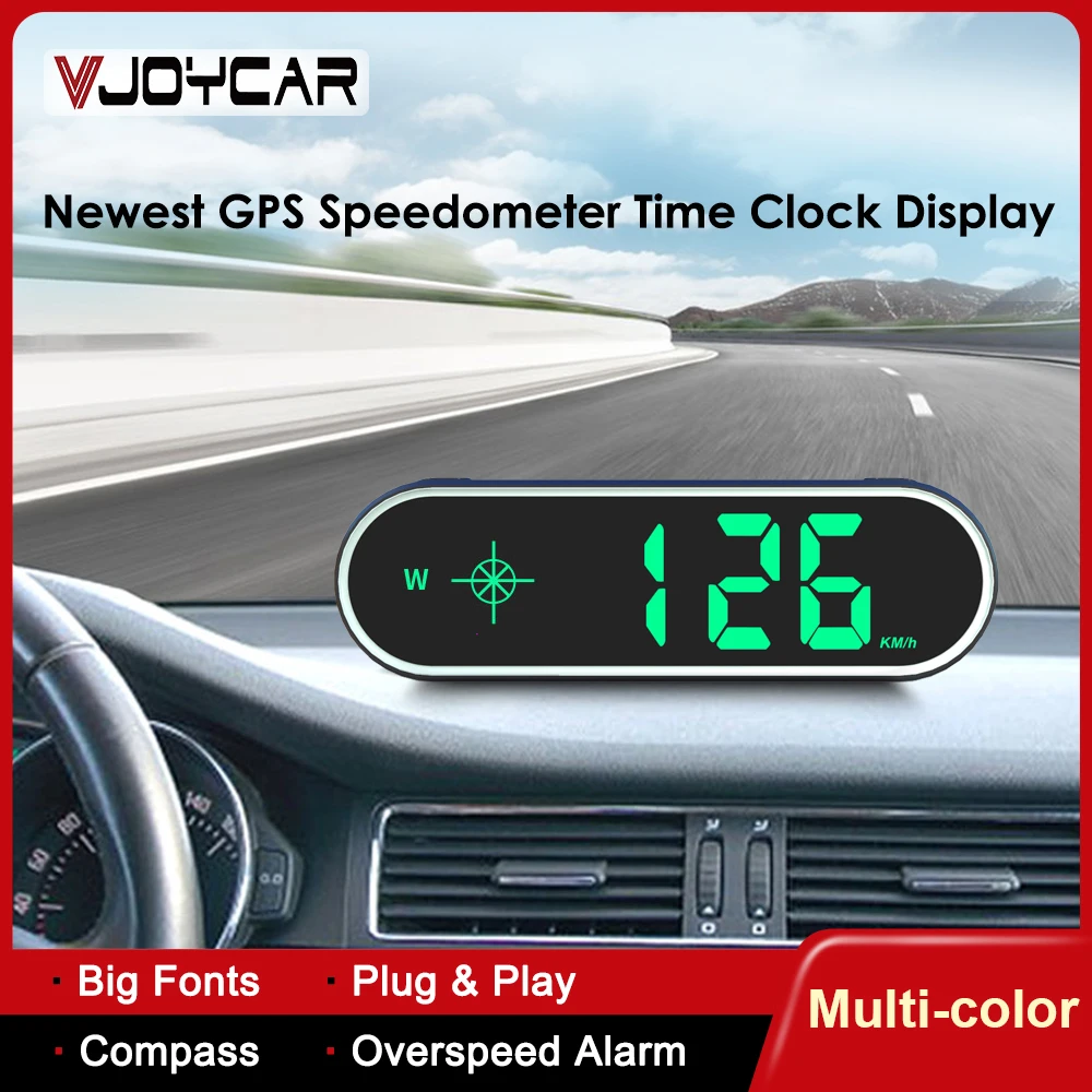 New Arrival Multi-color GPS Speedometer Time Clock Digital HD Display Over-speed Alarm Plug and Play Interior Accessories