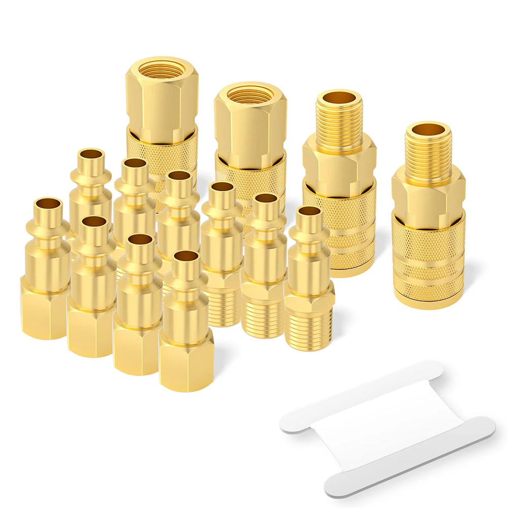 

14pcs 1/4" NPT Air Coupler Plug Kit Air Compressor Hose Fittings Accessories I/M Brass Pneumatic Quick Connector For Air Piping