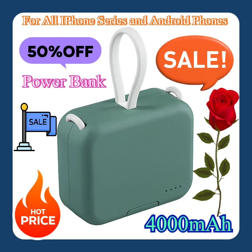 

For All IPhone Series and Android Phones Power Bank 4000mAh Creative Multi All in One Foldable Battery Charger Power Case