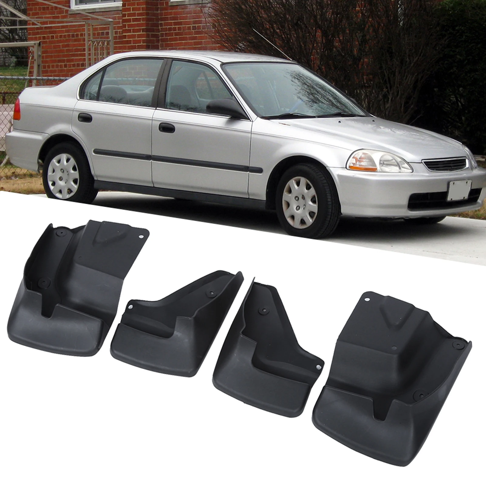 4pcs Splatter Guards Mud Flaps 08P09‑S04‑100 Replace Fit For Honda Civic 1996‑2000