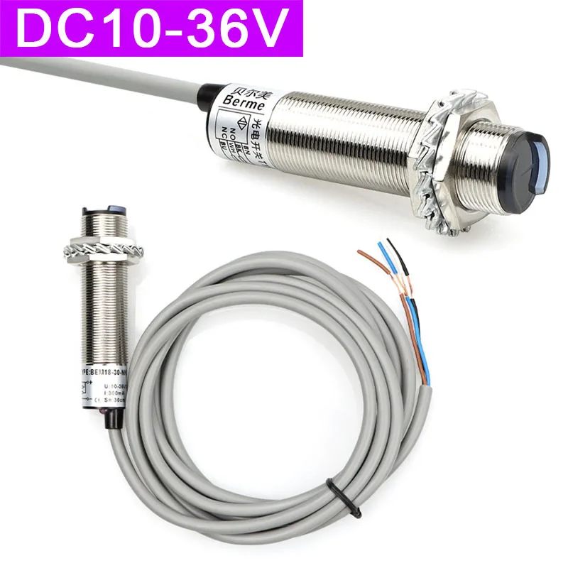 

BEM18-30-NKB Фотоэлектрический сенсорный переключатель M18 Металлический индукционный датчик 4 провода NPN Открытый нормально закрытый 30 см Регулируемый 10 ~ 36 В постоянного тока