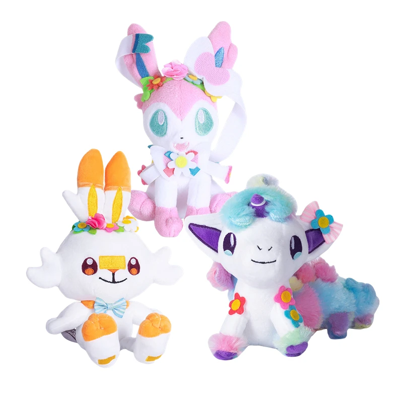 

18-25cm Pokemon Rainbow Vulpix Scorbunny Sylveon Sword Shield Plush Toy Easter Limited Collection Cute Anime Figure Stuffed Gift