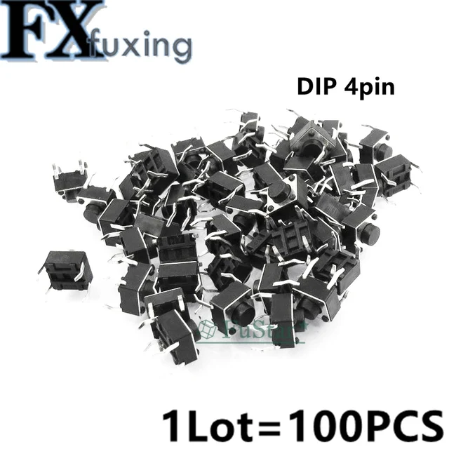 100szt 6*6*4.3 6*6*5mm Panel PCB Chwilowy dotykowy mikroprzełącznik przyciskowy 4-pinowy DIP Light Touch 6x6x4.3 mm Klawiatura