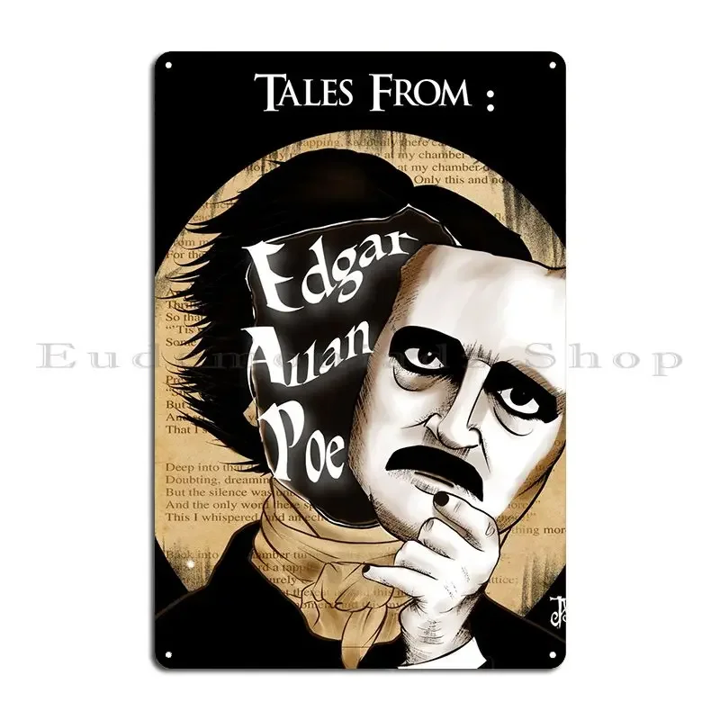 Tales From The Raven Edgar Allan Poe book cover Midnight Dreary Metal Bar Club Pub Design Wall Cave Tin Sign Poster