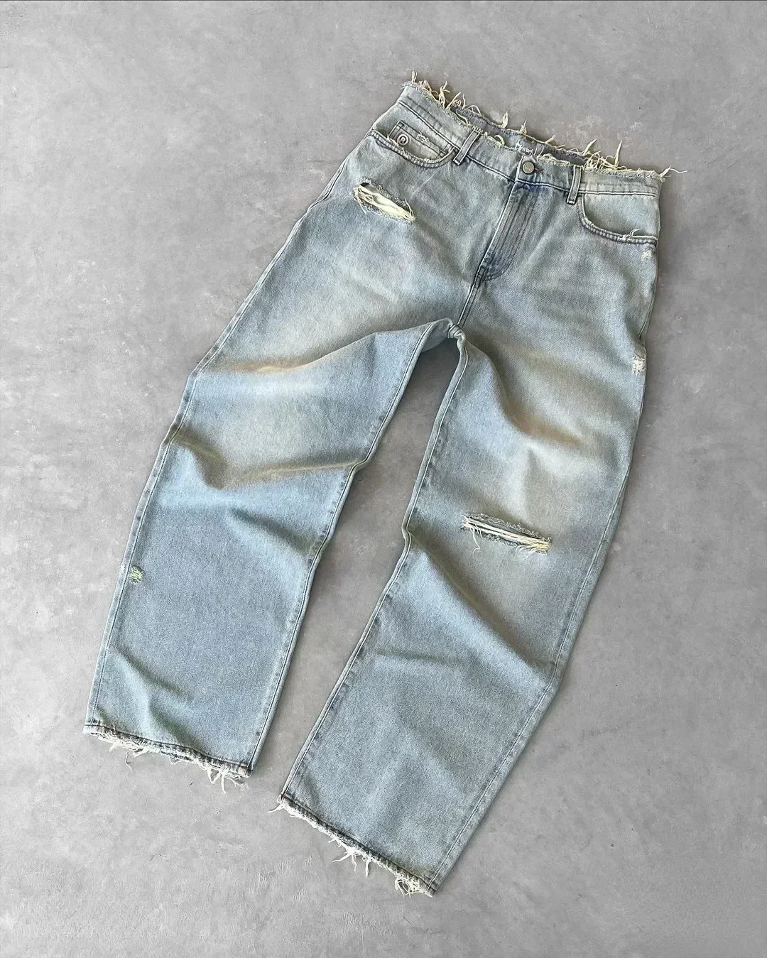 Gewassen Gescheurde Jeans Mannen Amerikaanse Retro High Street Paar Tas Borduurkwaliteit Is Hoger dan Leeftijdsgenoten In Alle Seizoenen