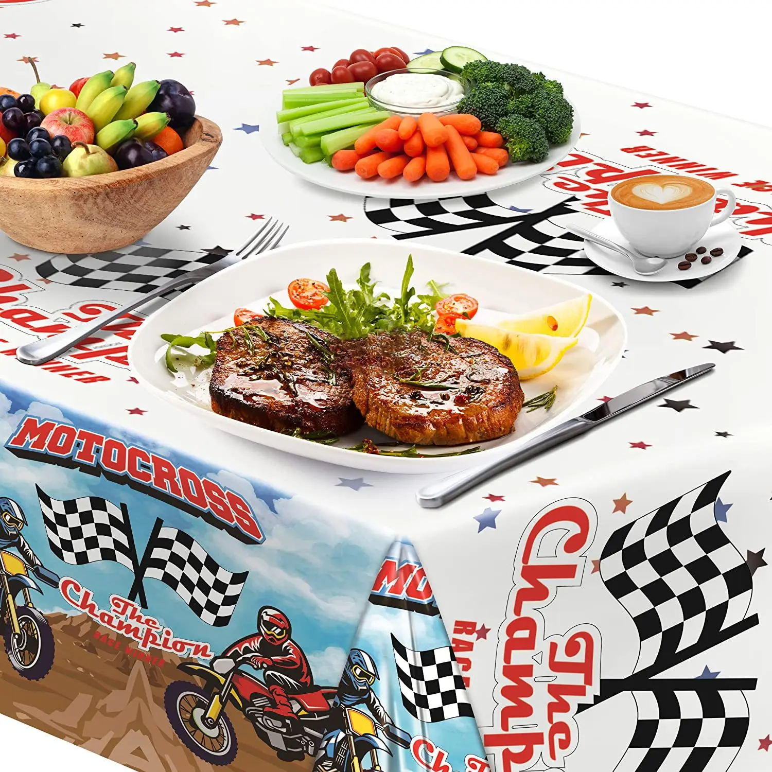 Bike Tablecloth Motocross Birthday Party Decoration Motorcycle Race Car Theme Decor Disposable Plastic Table Cover