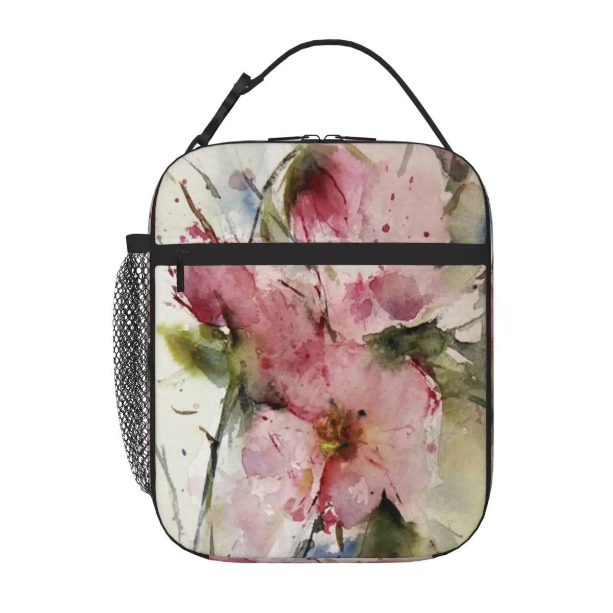 Hot Sale Watercolor Flowers From Arcen Plaid Lunch Bag Field Work Meal Small Lunch Bag