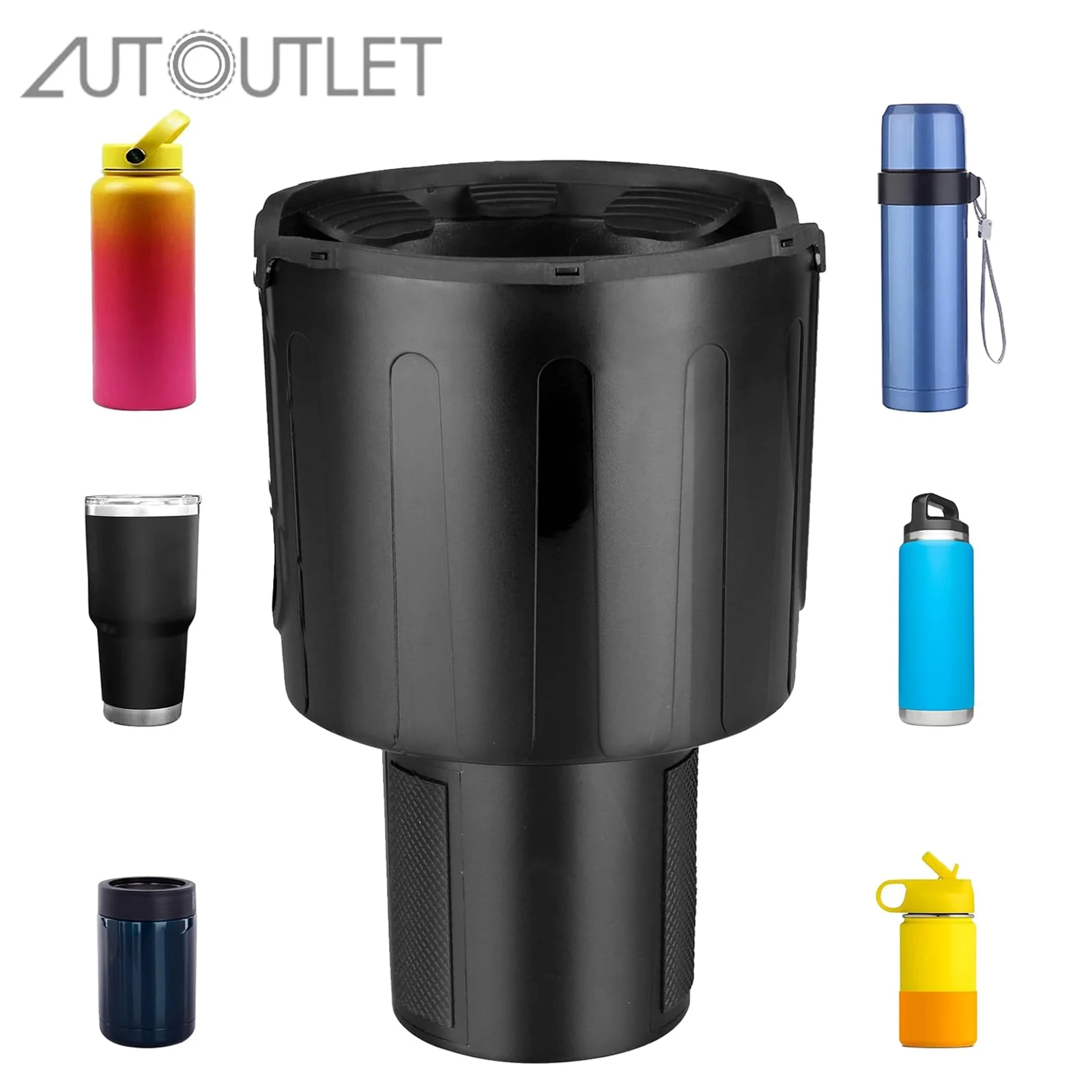 

AUTOUTLET Adjustable Cup Holder Expander with Detachable Base for Car Compatible with Yeti Hydro Flasks Large Bottles in 2.5"-4"