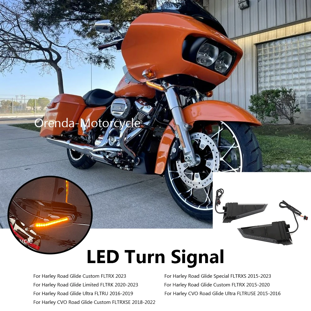 New Motorcycle Accessories LED Lights Running Lamp Flowing Side Turn Signal For Harley Road Glide FLTRX FLTRU FLTRK 2015-2023 ﻿