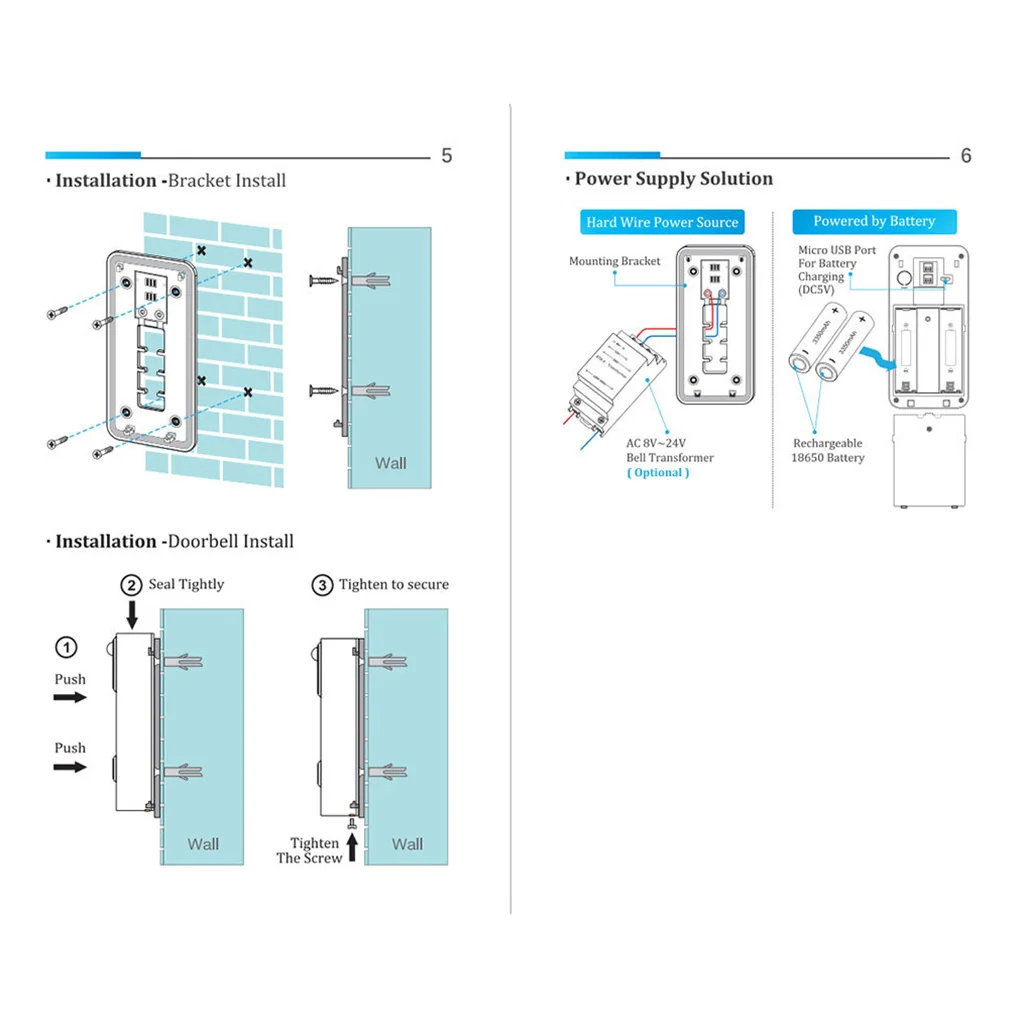 

Visual Doorbell WiFi Wireless Smart Door Bell Phone Remote Video Home Alarm Door Chime, Bell with Receiver