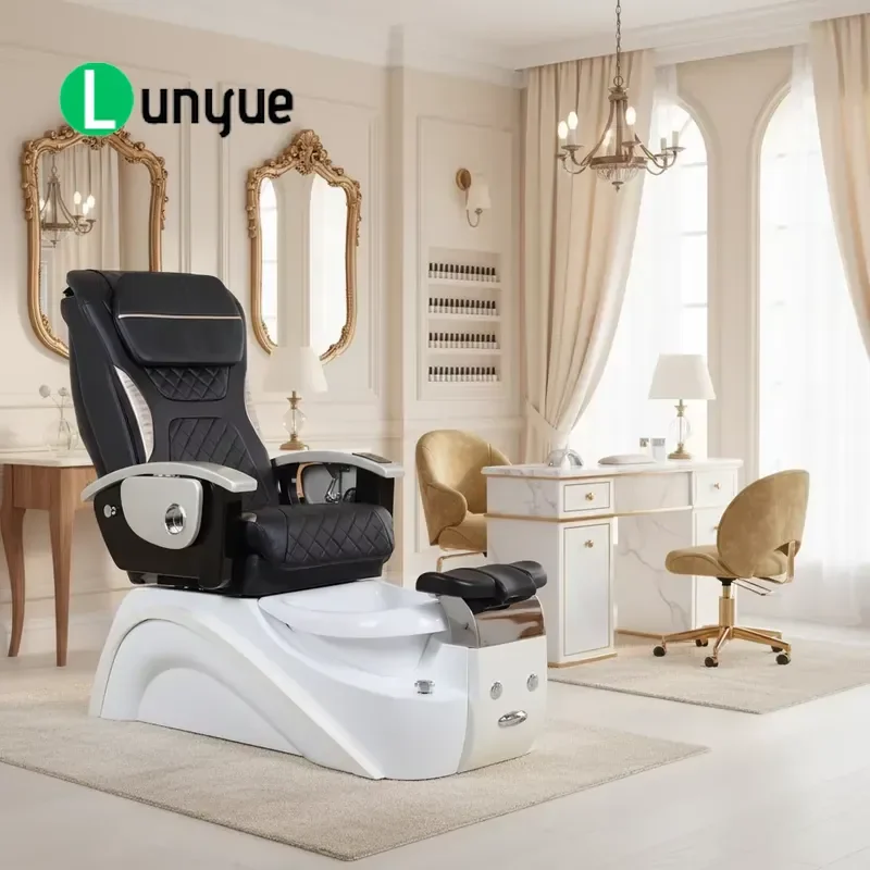 Electronic Magnetic Jet Whirlpool Foot Massage Pedicure Chair with Drainage System for Nail Furniture Spa Beauty Shop