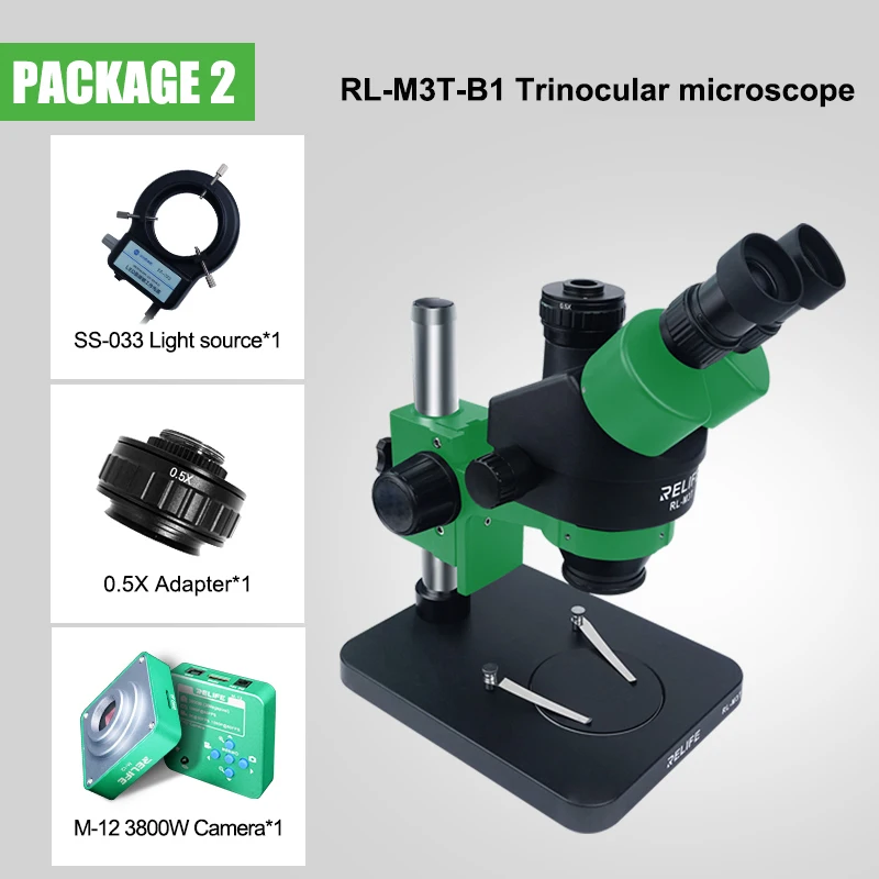 Stereophonic microscope 0.7-4.5x of the continuous tinnitus of trinocular reife with camera for the RL-M3 electronic device of