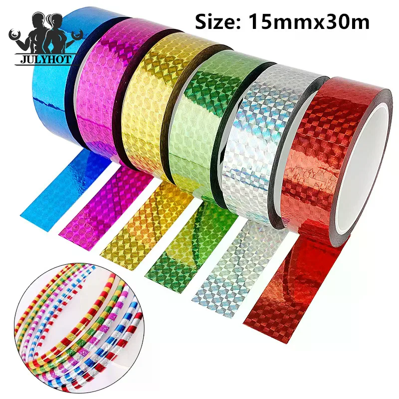1 PC 30M Rhythmic Gymnastics Ring Decoration Holographic Glitter Tape Artistic Hoops Stick Stickers Flash Tape DIY
