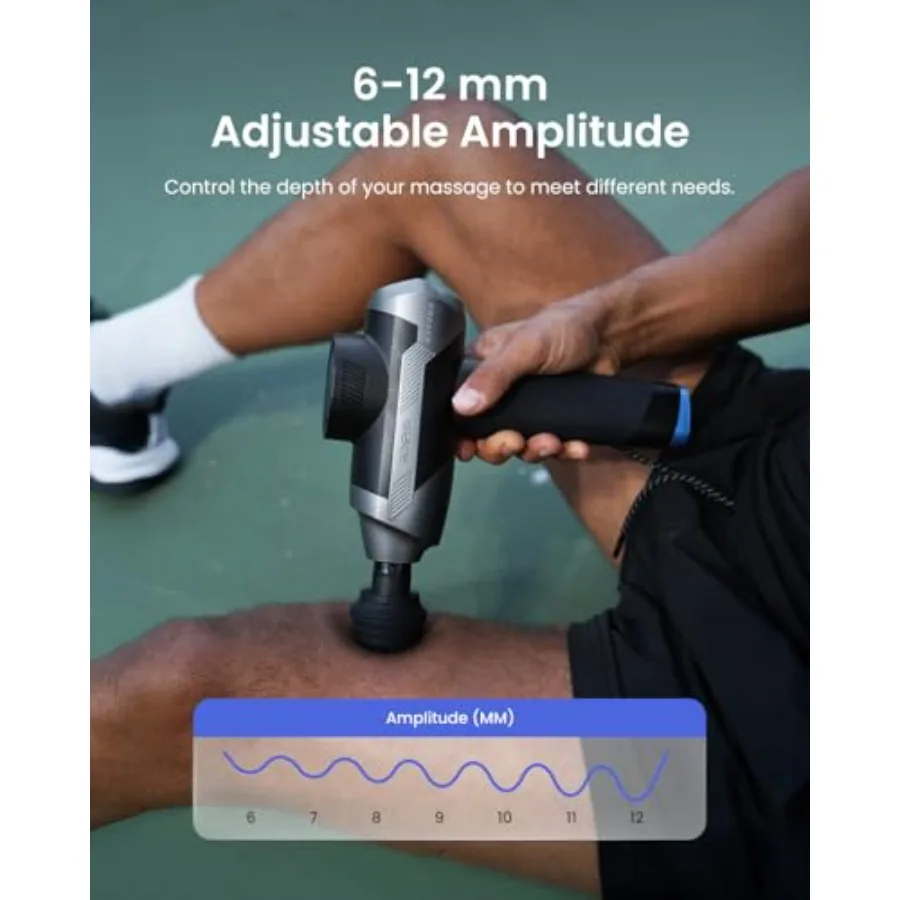 Professional Handheld Percussion Massage Gun for Deep Tissue Therapy with 612mm Adjustable Amplitude Portable Design with Carry
