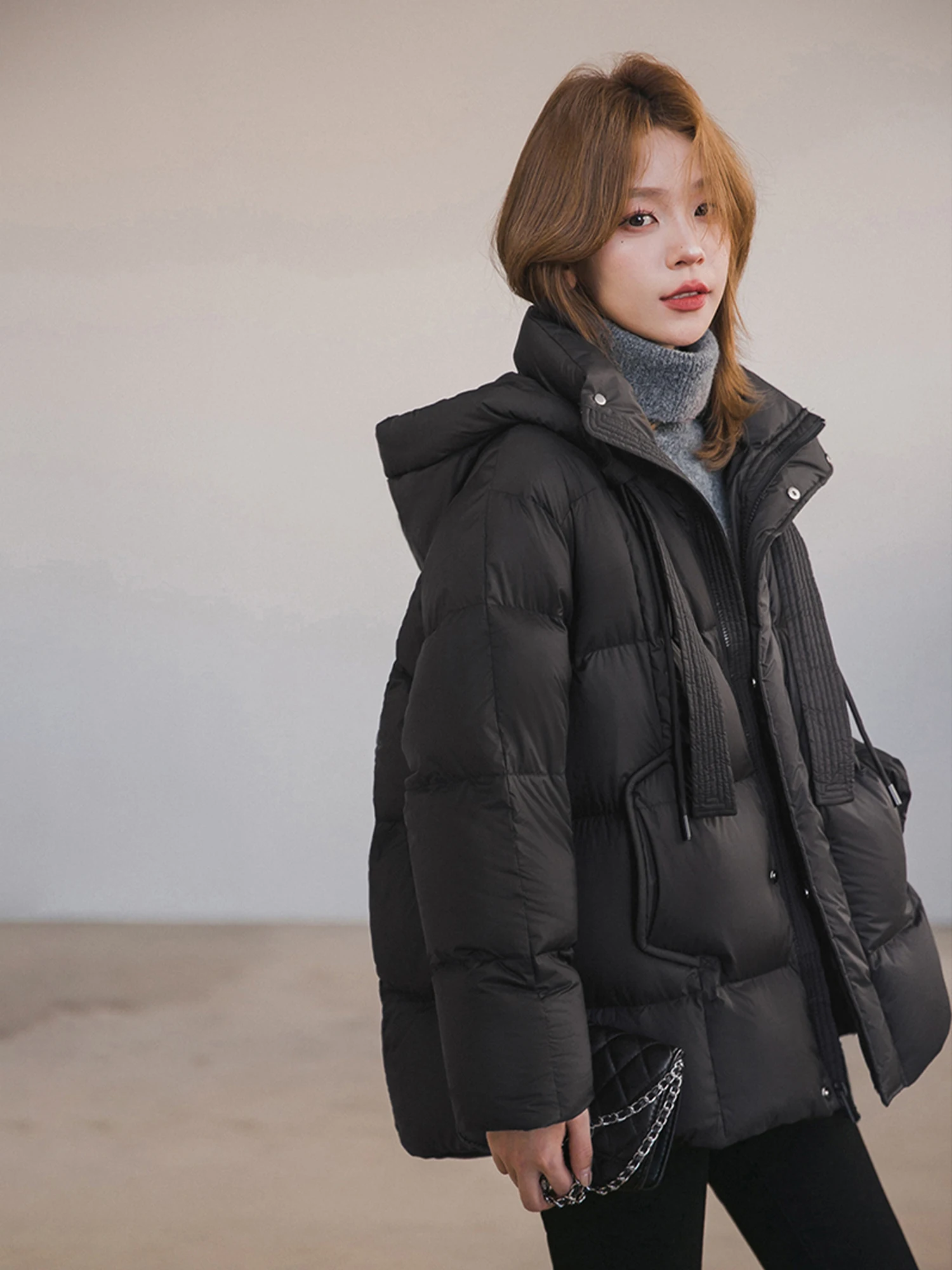 XIAOGULI 2026 Winter -20°C Women Down Coat Hooded 90% Duck Down 136-170g Fill Loose Fit Thick Warm for Cold Winter Outerwear