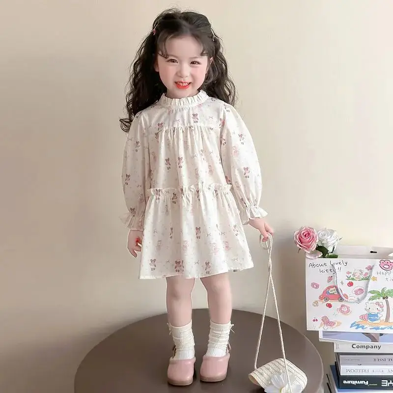 

Girls' Spring Dress New Children's Shirt Skirt Pure Cotton Elegant Princess Dress Baby Spring and Autumn Dress