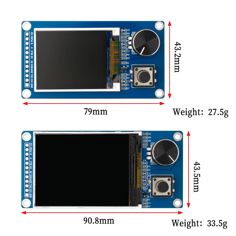 Ekran TFT o przekątnej 1,8 cala/2,4 cala z modułem kombinowanym enkodera obrotowego EC11, interfejs SPI, wyświetlacz LCD dla Arduino — zdjęcie produktu 3
