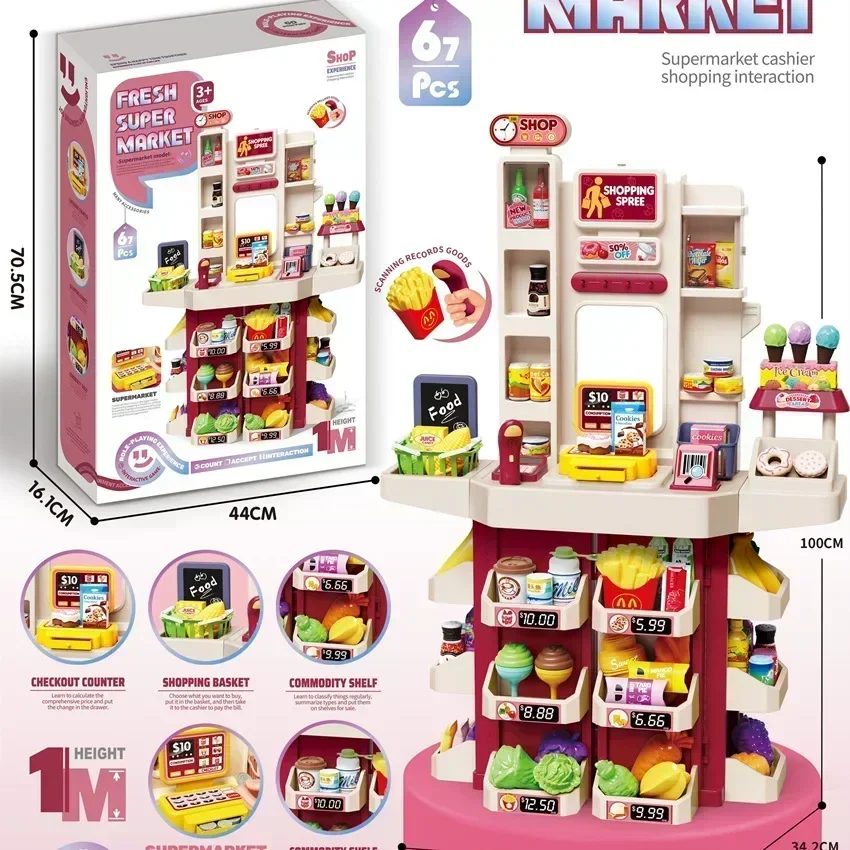 Giocattolo per la famiglia distributore d'acqua acusto-ottico per bambini argilla colorata Ice Maker Spray cucina tavolo da pranzo supermercato registratore di cassa