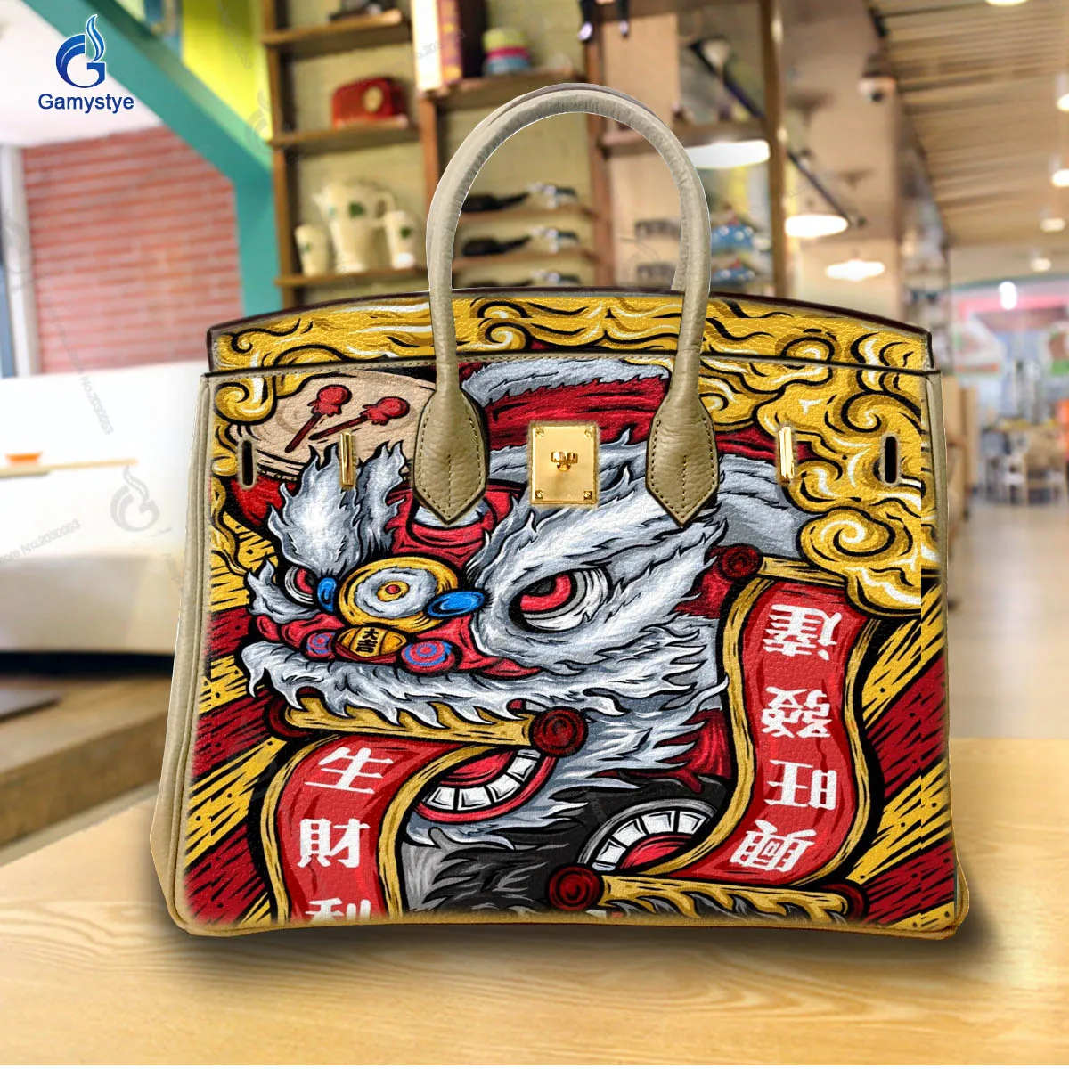 

Art Hand-Painting Handsome Dragon Customize Totes Women Bag Designer Crossbody Handbags Female Messenger Totes Real Togo Cowskin