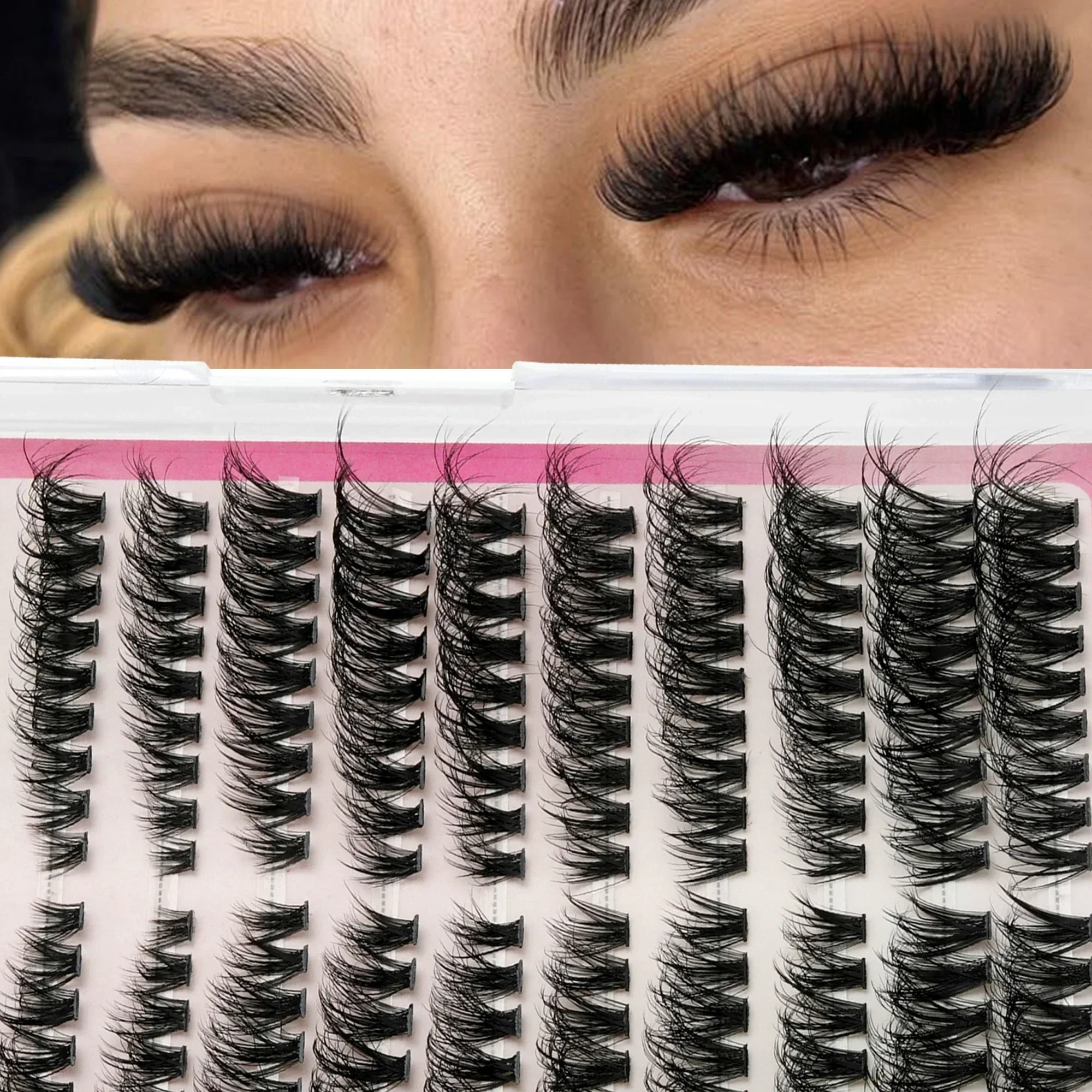 Wispy Cluster Lashes D Curl Mixed 40D 60D 80D Faux Mink Individual Eyelashes Fluffy DIY Lash Extensions Makeup