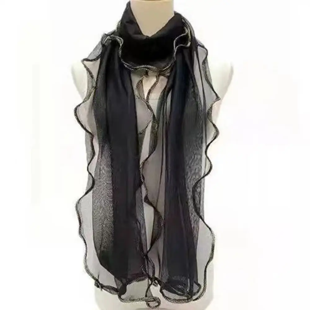 

Women Scarf Shawls Lightweight Hijab Silk Shawl Girl's Neckerchief Lace Scarf Ladies Headband Wraps Women Vintage Lace Tassels