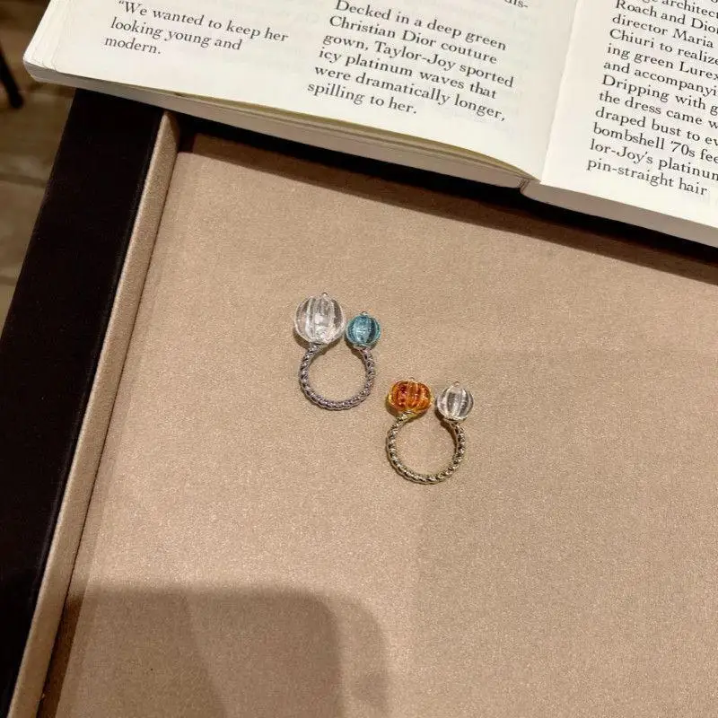 Trendy Fashion Pumpkin Open Rings For Women Dopamine Exquisite Design Daily Commuting Versatile Hand Decorations Jewelry