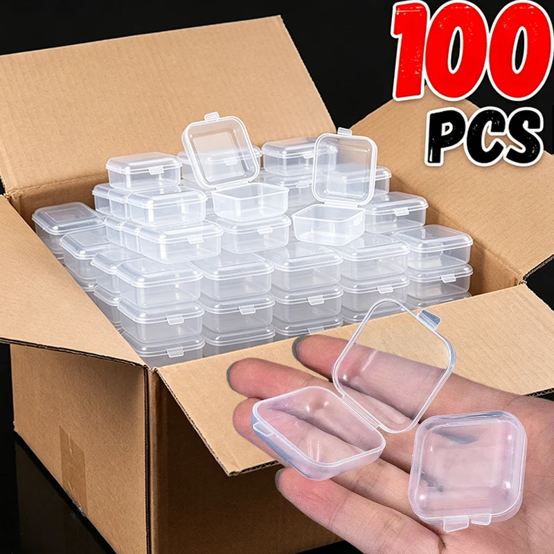30 Piezas de Cajas de Plástico Cuadradas Transparentes Mini para Guardar Joyas, Organizador Multifuncional para Joyería