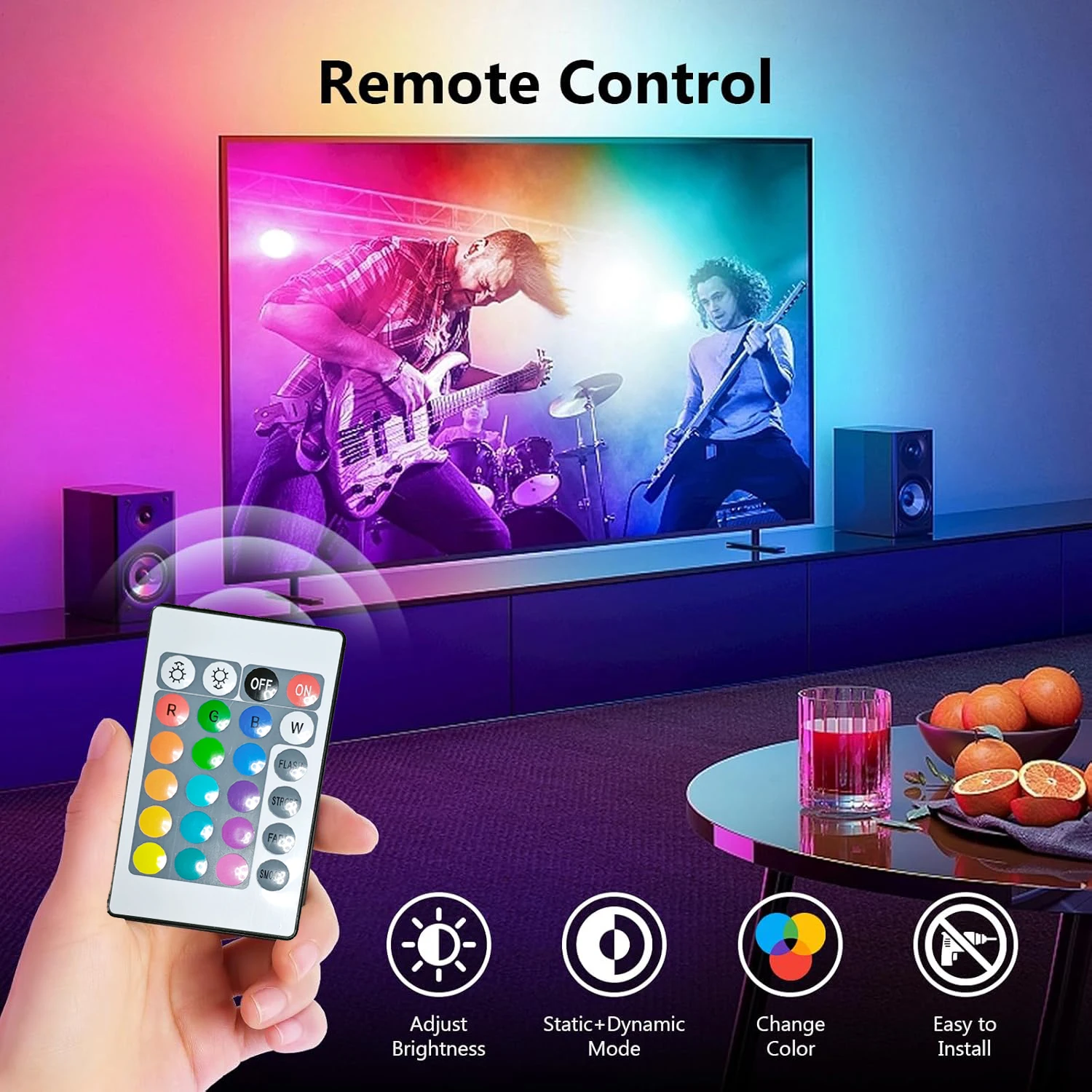 USB 5V Led lamp, application and 24k key remote control, RGB flexible strip diode lamp, used for TV background, perfect indoor a image 3