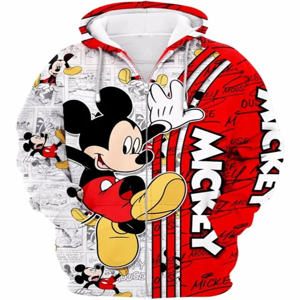 

Spring and Autumn New Disney Mickey Mouse Red 3D Printing Children's Hoodies Men's and Women's Street Fashion Jackets 2025