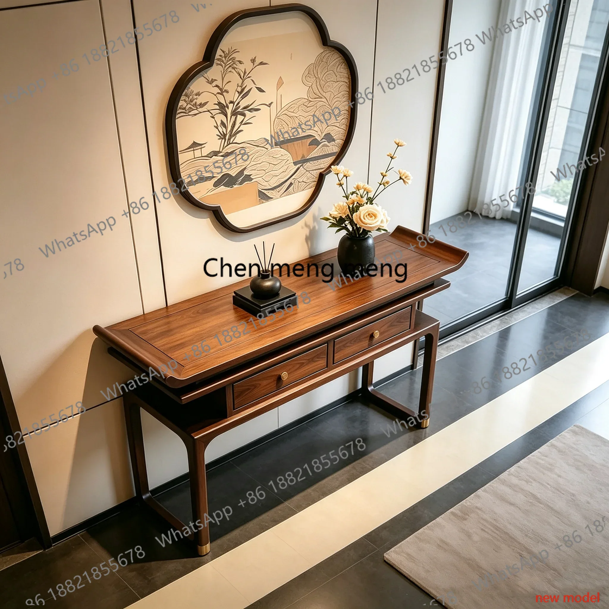 N138New Chinese style, Xuanguantai, living room, desk art is simple, solid wood, long table