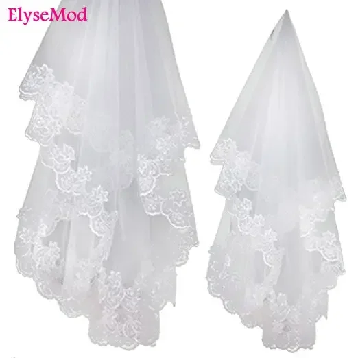 1.2 Meters Lace Edage Short Wedding Veil Tulle Ivory White Bridal Accessories Velos Novia