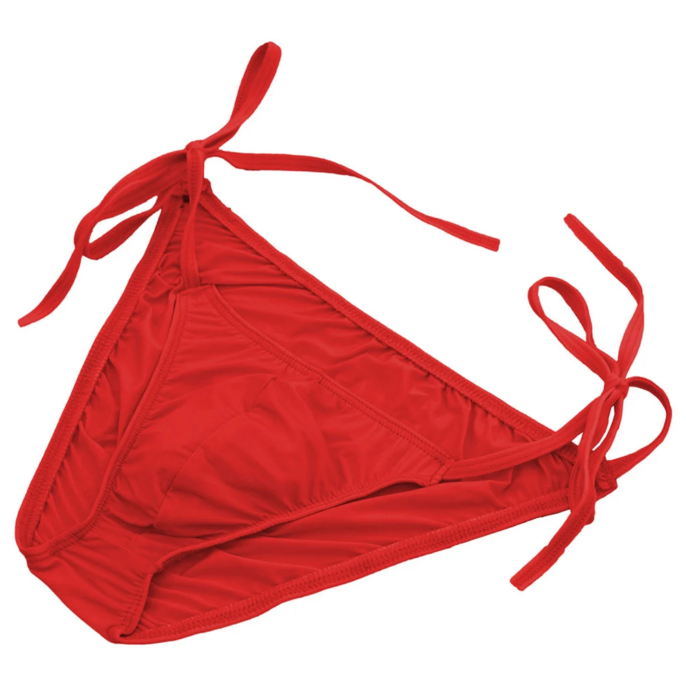 

Men Sexy Thin Low Rise Side Lace Up Femboy Bulge Pouch Summer Men's Panties Breathable Underwear Quick Dry Bikini Solid Briefs