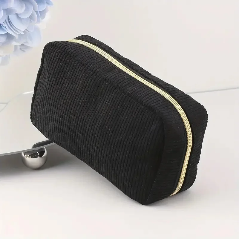 Kawaii Travel Storage Makeup Holder Case Bags Corduroy Pink Cosmetic Bag Large Capacity Pencil Cases Stationery Solid Color