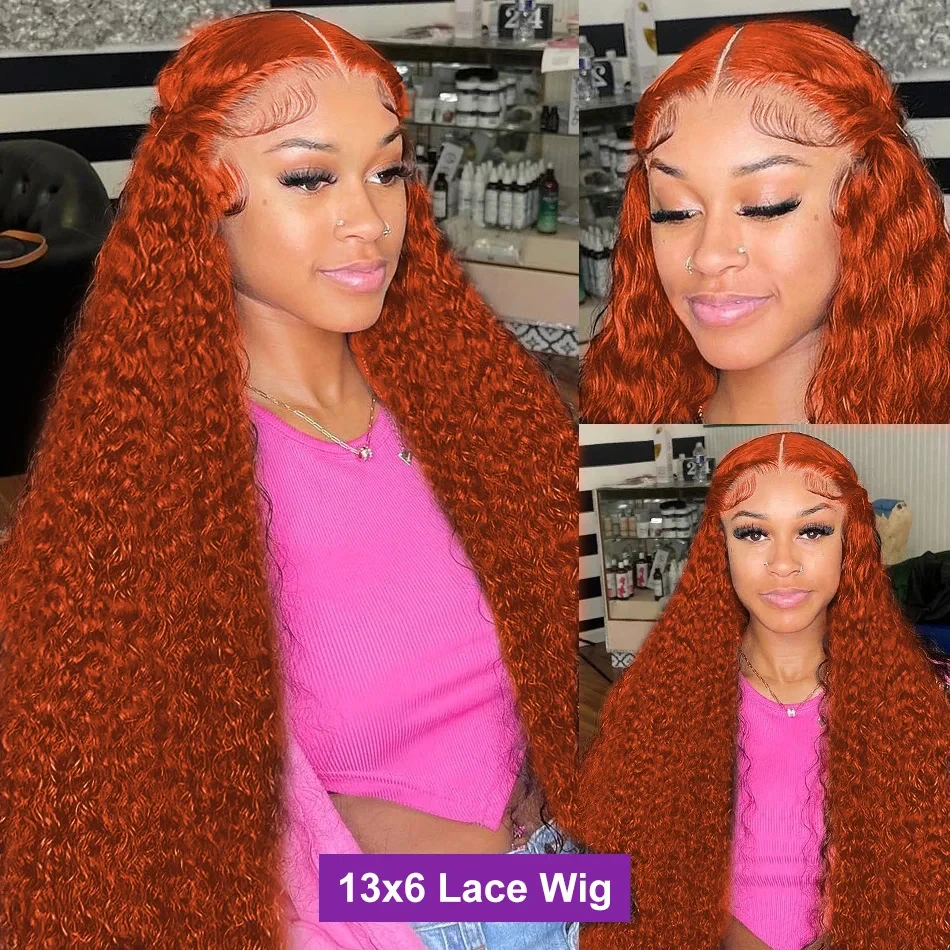 HD Transparent Ginger Curly 13x6 Lace Frontal Wigs Brazilian 13x4 Front Wig 200% Full Remy 100% Human Hair For Women Choice