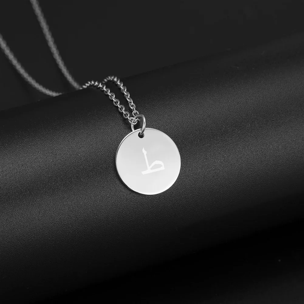 Stainless steel Arab letters Pendant Choker Necklace Simple silver Color Charm Chain Collares Necklace For Women Party Jewelry