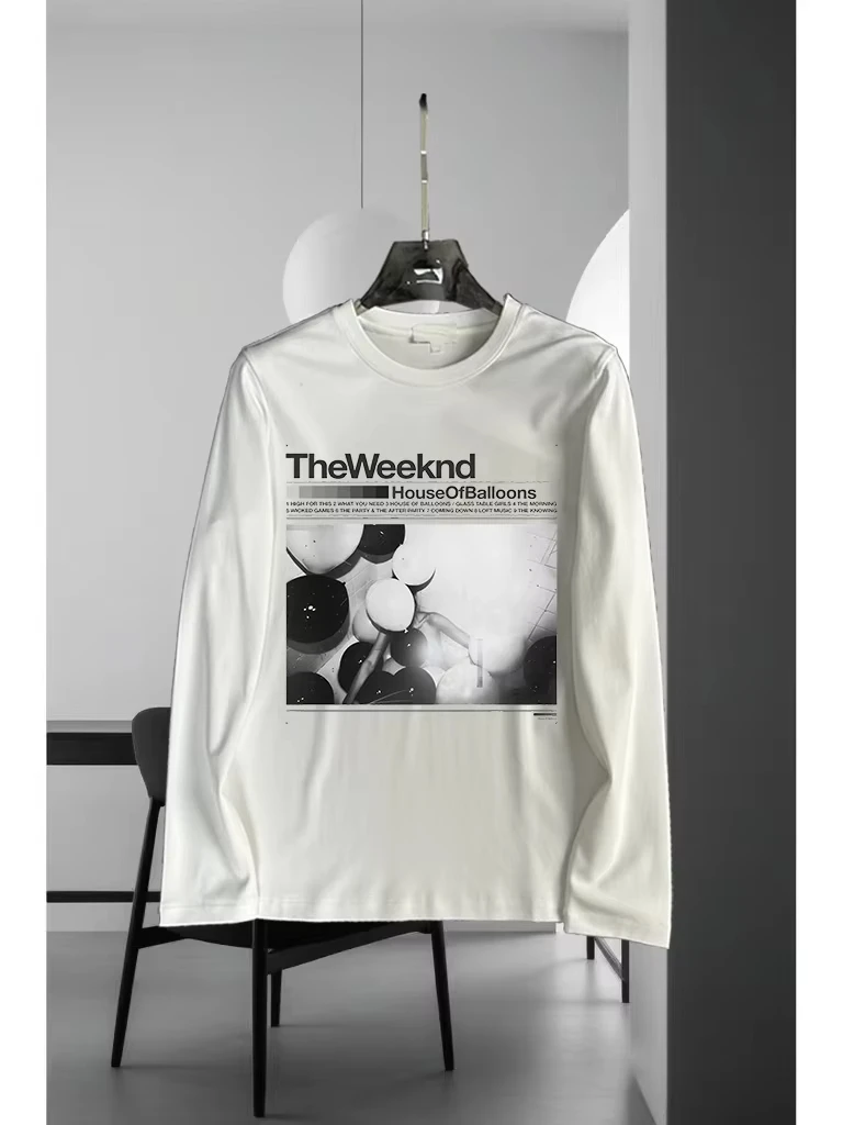 

THE WEEKND Американская модная дышащая футболка с длинными рукавами и принтом для мужчин и женщин