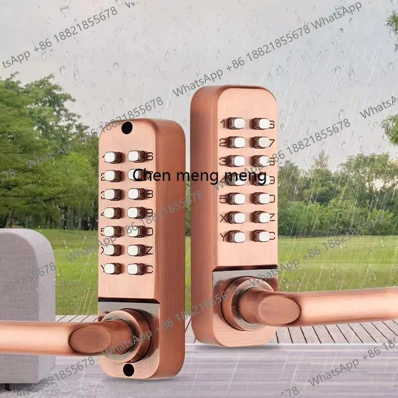 Outdoor fence door mechanical password lock iron door waterproof double-sided digital password lock door lock
